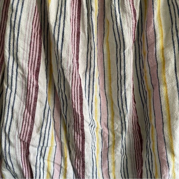 GAP Linen Striped Off Shoulder Tie Waist Blouse Top Shirt White XS - Picture 5 of 6